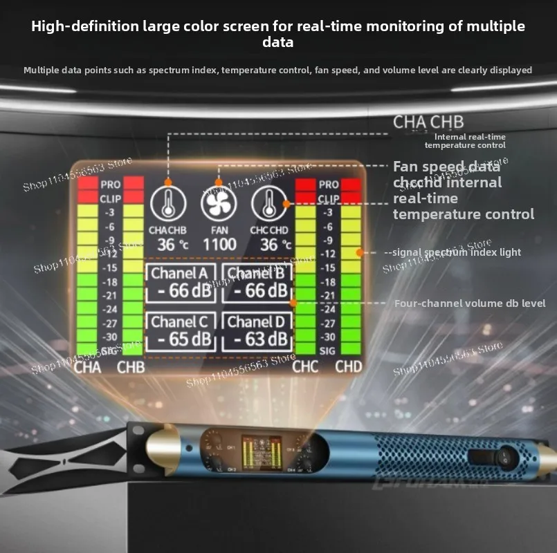 Digital Power Amplifier Pure Rear-stage High-power Professional Four-channel KTV Home Stage Audio Set High-end Power Amplifier