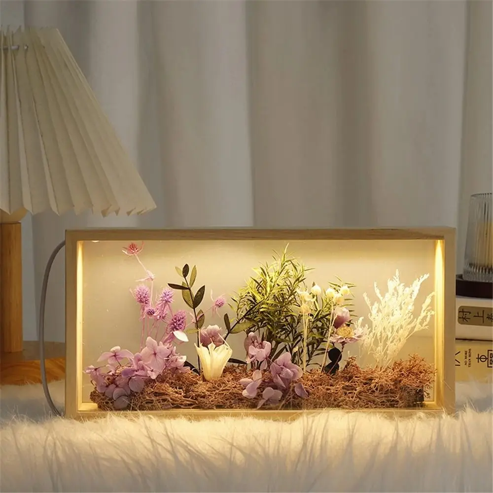 

Creative Shadow Box Frame Rectangle Empty Figures Display Case Handmade Acrylic Panels LED Light Photo Frame Office Decoration