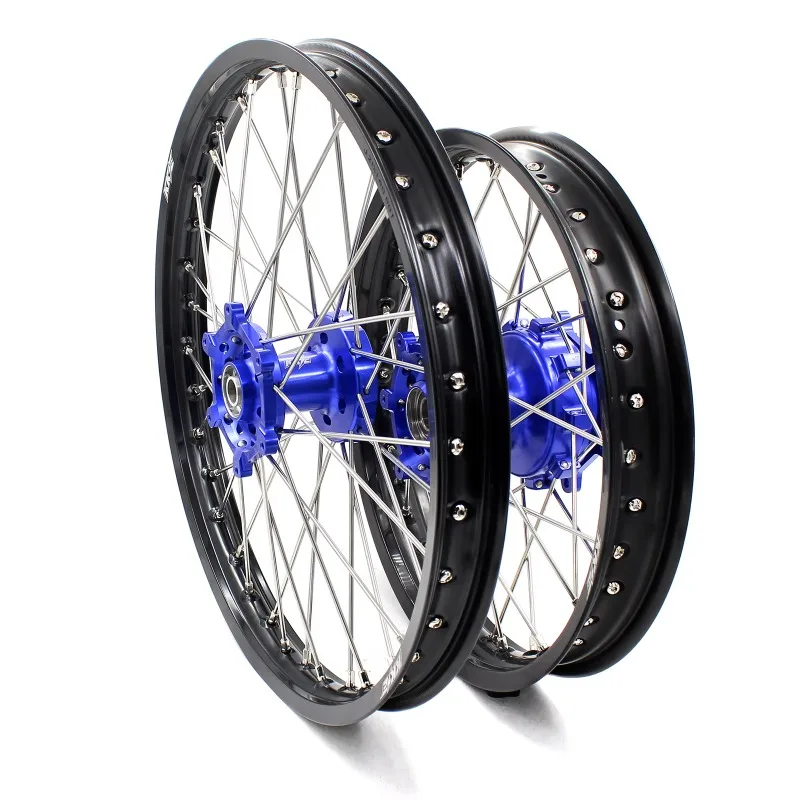 

【2025】 21/18 Cush Drive Wheels Rims Set Fit for SUZUKI DRZ400 DRZ400E DRZ400S DRZ400SM 2024 Alloy Blue Hub Black Rim