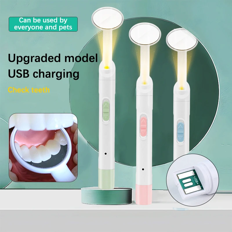 Y 1pcs Dental Led Light Mouth Mirror Portable Reusable Dentist Oral Checking Anti Fog Bright Tooth Care Hygiene Clean Instrument