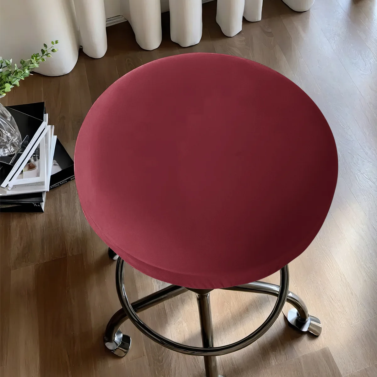 

Home Decor 1 PC Solid Color Elastic Waterproof Round Covers Bar Lifting Chair Cover Anti Dirty Dining Stool Cover Accessories