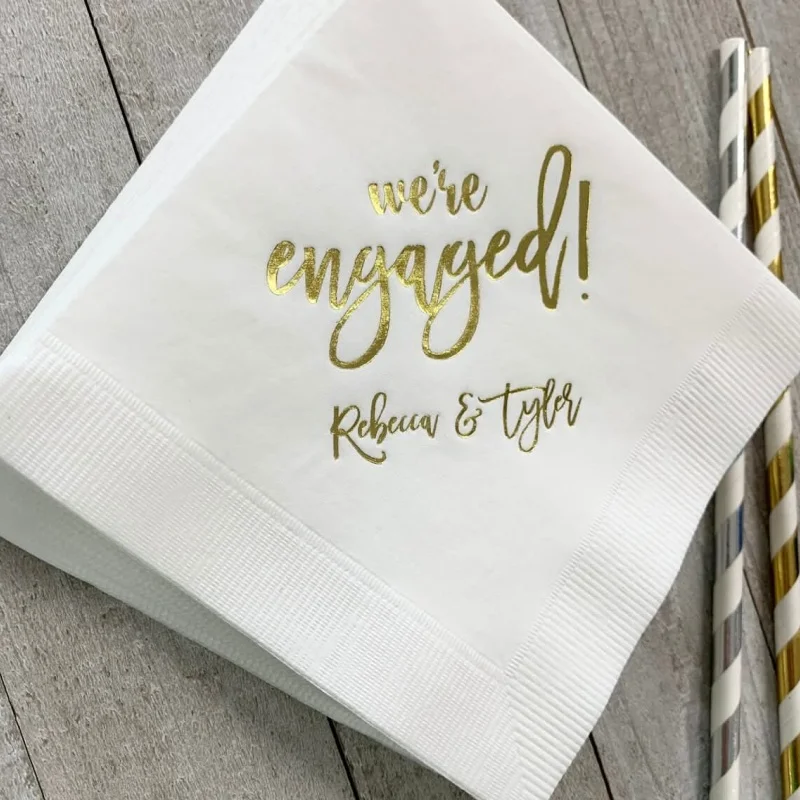 

50 Personalized Napkins Beverage Luncheon Dinner Size Available Wedding Napkins Custom Monogram Engagement Party We're Engaged