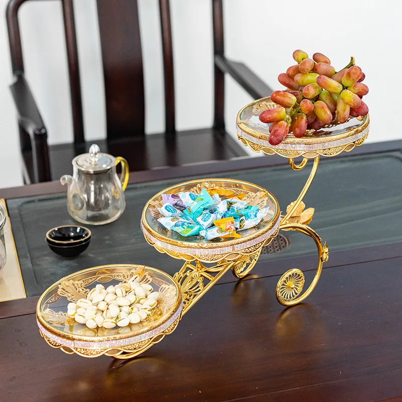 

European wrought iron round flower glass fruit plate