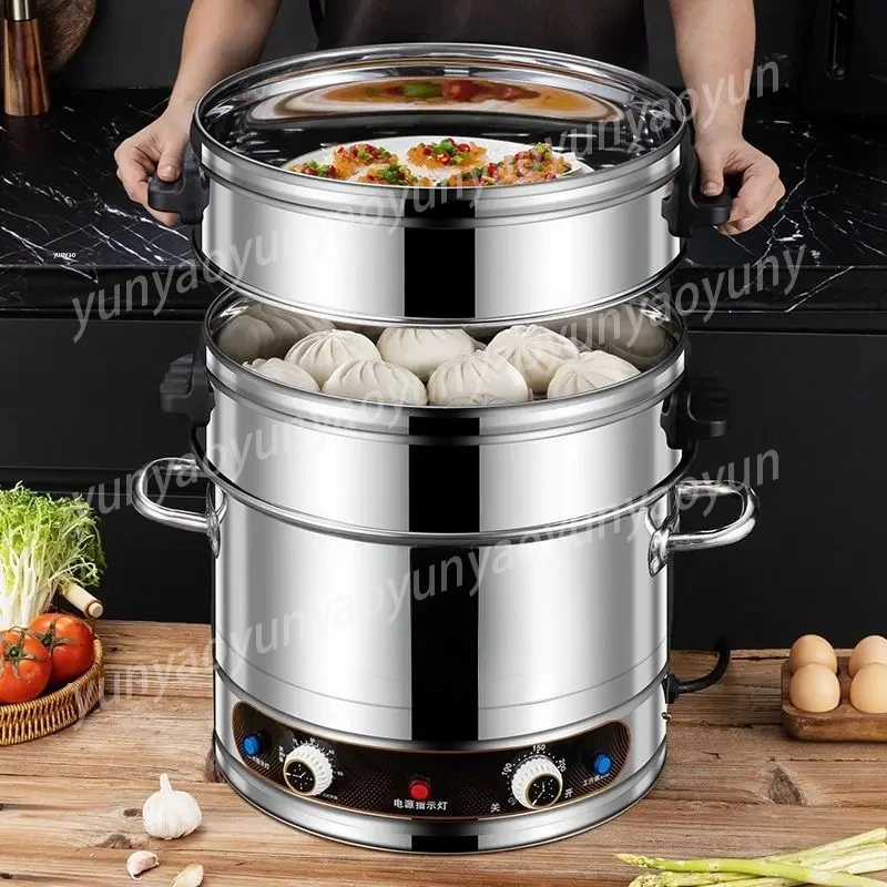 Commercial Large-capacity Stainless Steel Electric Steamer, Multi-functional Rice Steaming Equipment for Catering