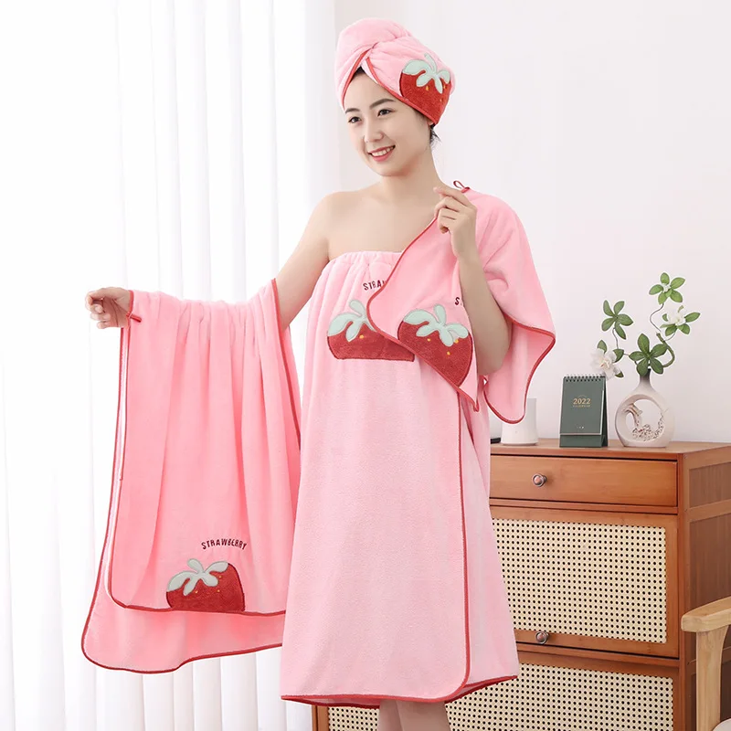 Drop Shipping Microfiber Towel Set 4pcs Bath Face Towel Bath Cap Absorbent Bath Skirt Wraps Women Shower Wearable Towel Bathroom