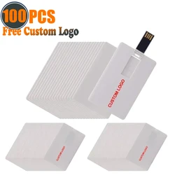 100PCS/LOT Free Printing Logo Ultra-thin Credit Card USB Flash Drive Pen Drive 64GB Bank Card Model Memory Stick Souvenir Gift