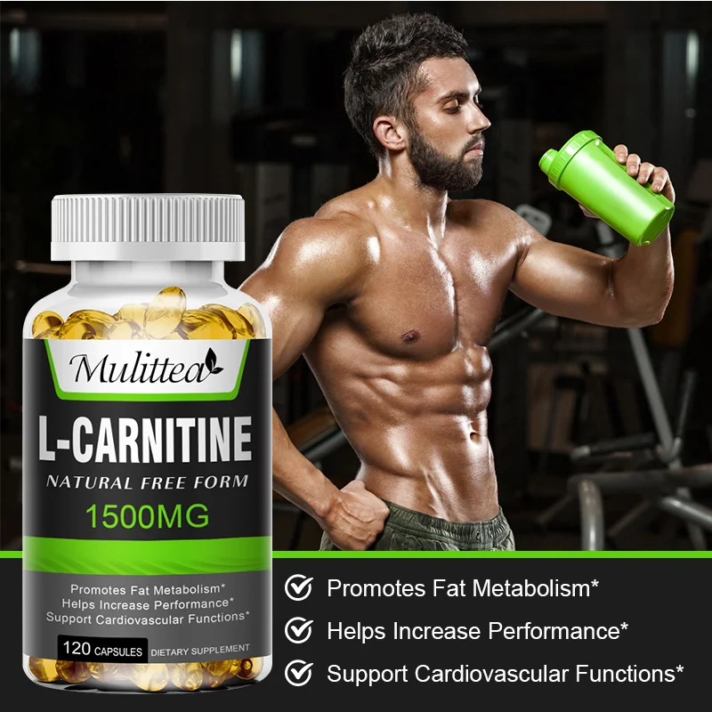 Mulittea L-Carnitine Capsules Fat Burning for Memory Performance & Energy Promote Metabolism&Muscle Growth Anti-fatigue Exercise