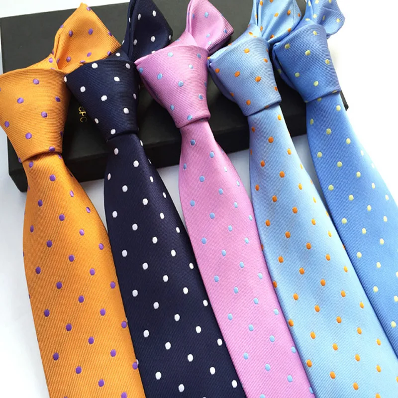 

Multiple Colors New Tide Dot Necktie Man's 8CM Polyester Jacquard Weave Tie for Business Wedding Casual Suit Gifts