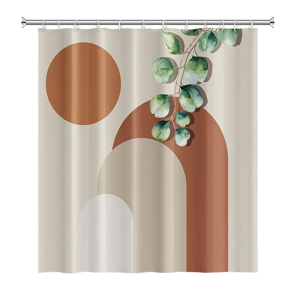 Nordic abstract Art shower curtain Bohemian waterproof shower curtain Morandi color Bath curtain Bathroom decoration with hooks