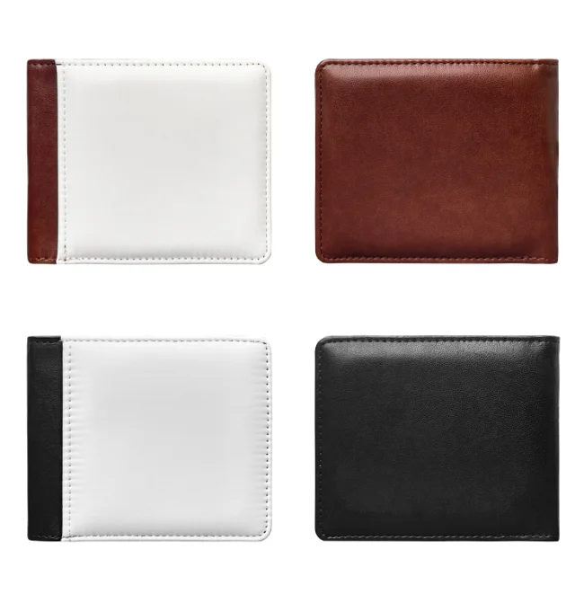 5pcs Wallets Sublimation Blank Pu&Cloth SingleDouble Side Foldable Credit Card Holder Printing Thermal Transfer Black BrownPurse