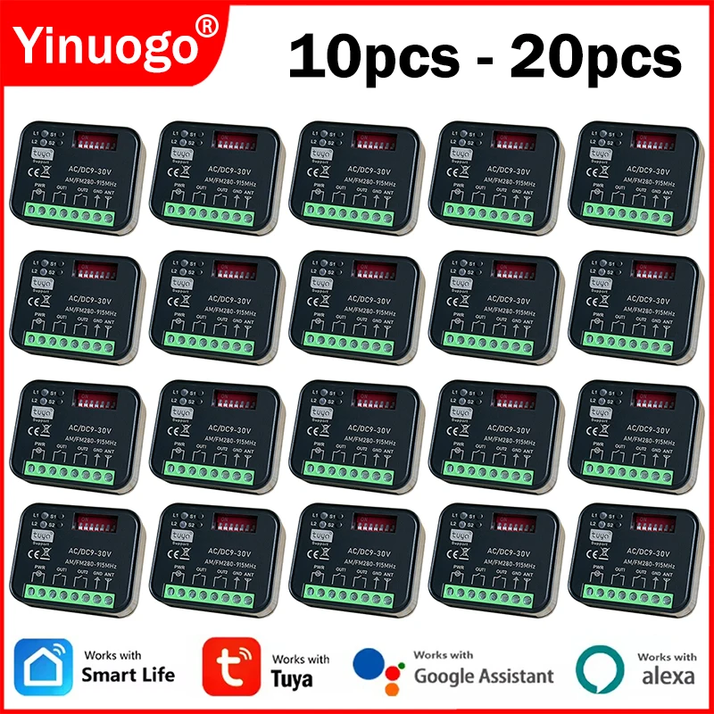 TUTA WIFI Récepteur de commutateur intelligent 300MHz-868MHz Récepteur de télécommande de porte de garage universel 433 868 MHz AC DC 9-30 V AC 85-250 V