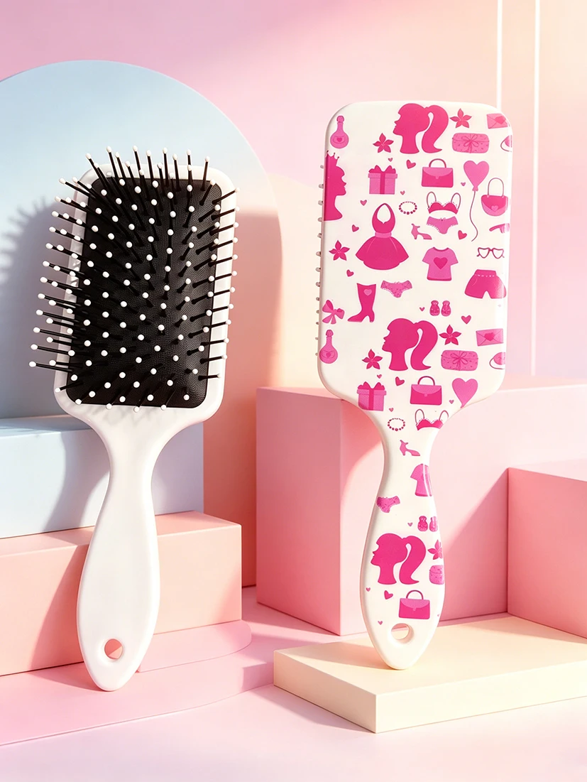 1-Piece Large-Sized Full-Print Air Cushion Comb, Vibrant Color Massage Comb, Suitable for Hair Styling, Curly and Straight Hair