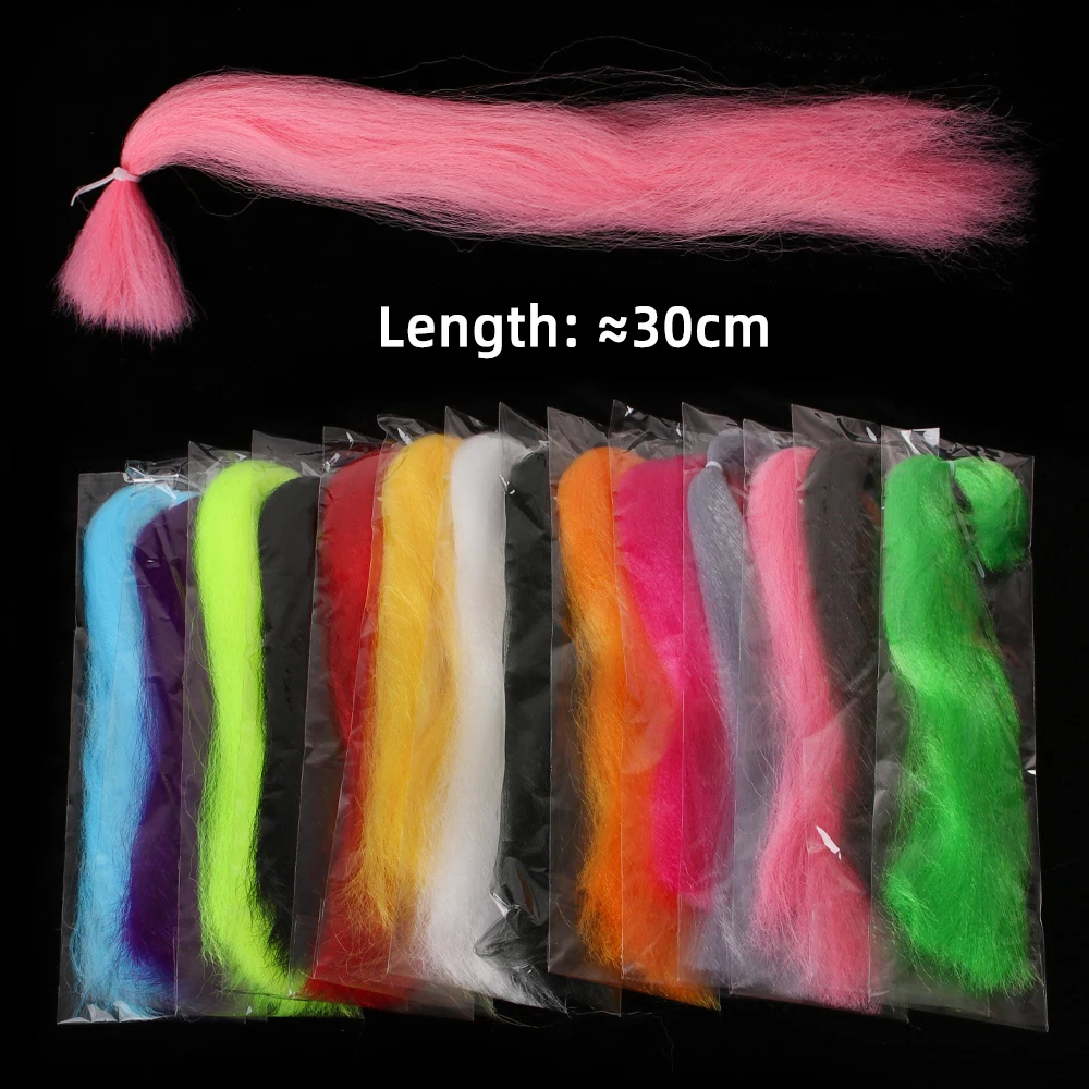 14 Colors 30CM Streamer Minnow Fibers Kinky Synthetic Fly Fishing Tying Material for Bass Pike Lure Jig Head Bucktail Bait