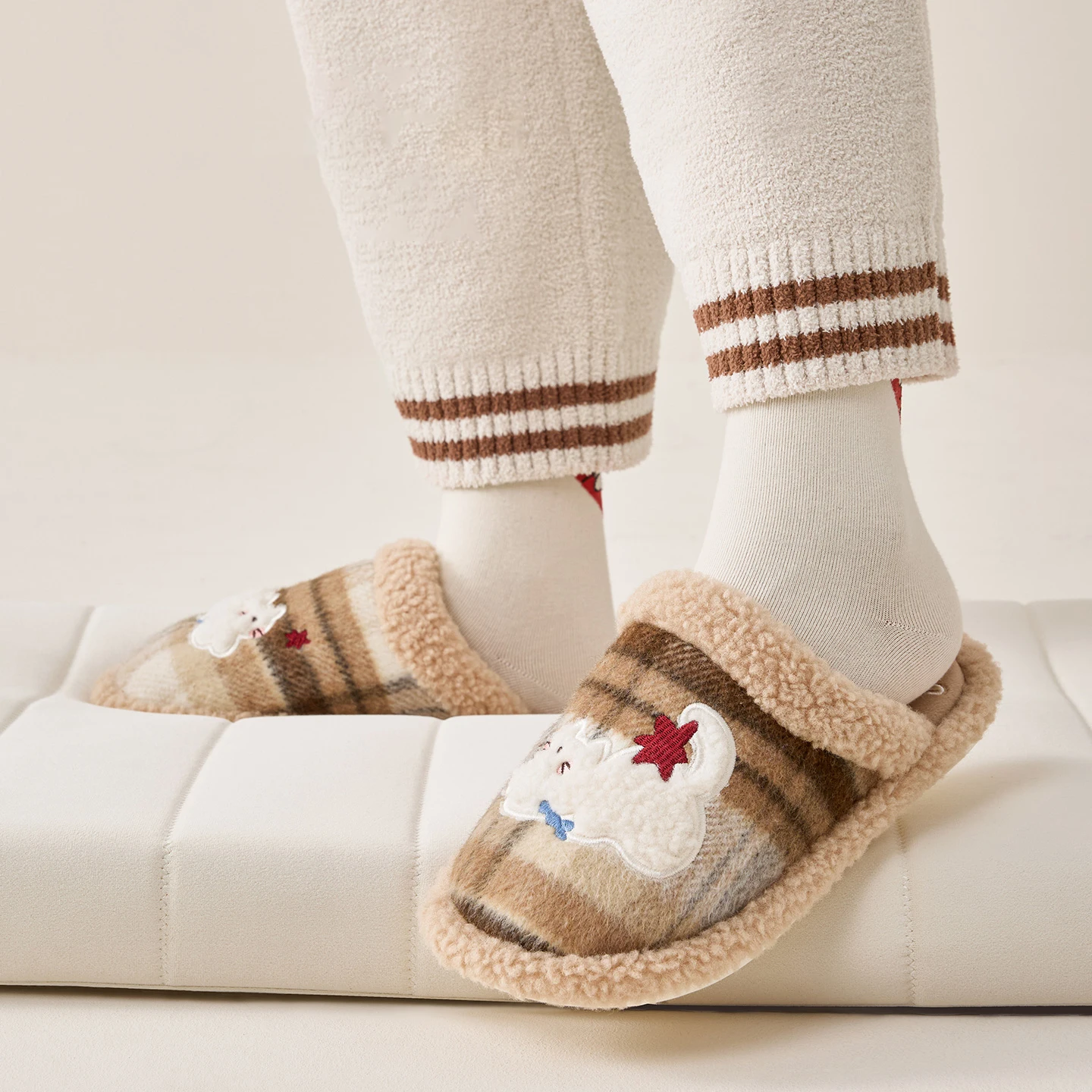 TZLDN Pantofole da casa con fondo morbido e spesso da donna Pantofole in peluche per la casa Pantofole termiche antiscivolo per interni invernali