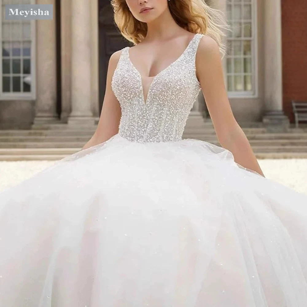 ZJ9165 Customized Scoop Beading Bodice Wedding Dresses 2025 For Women Bride A Line Floor Length Bridal Party Gown
