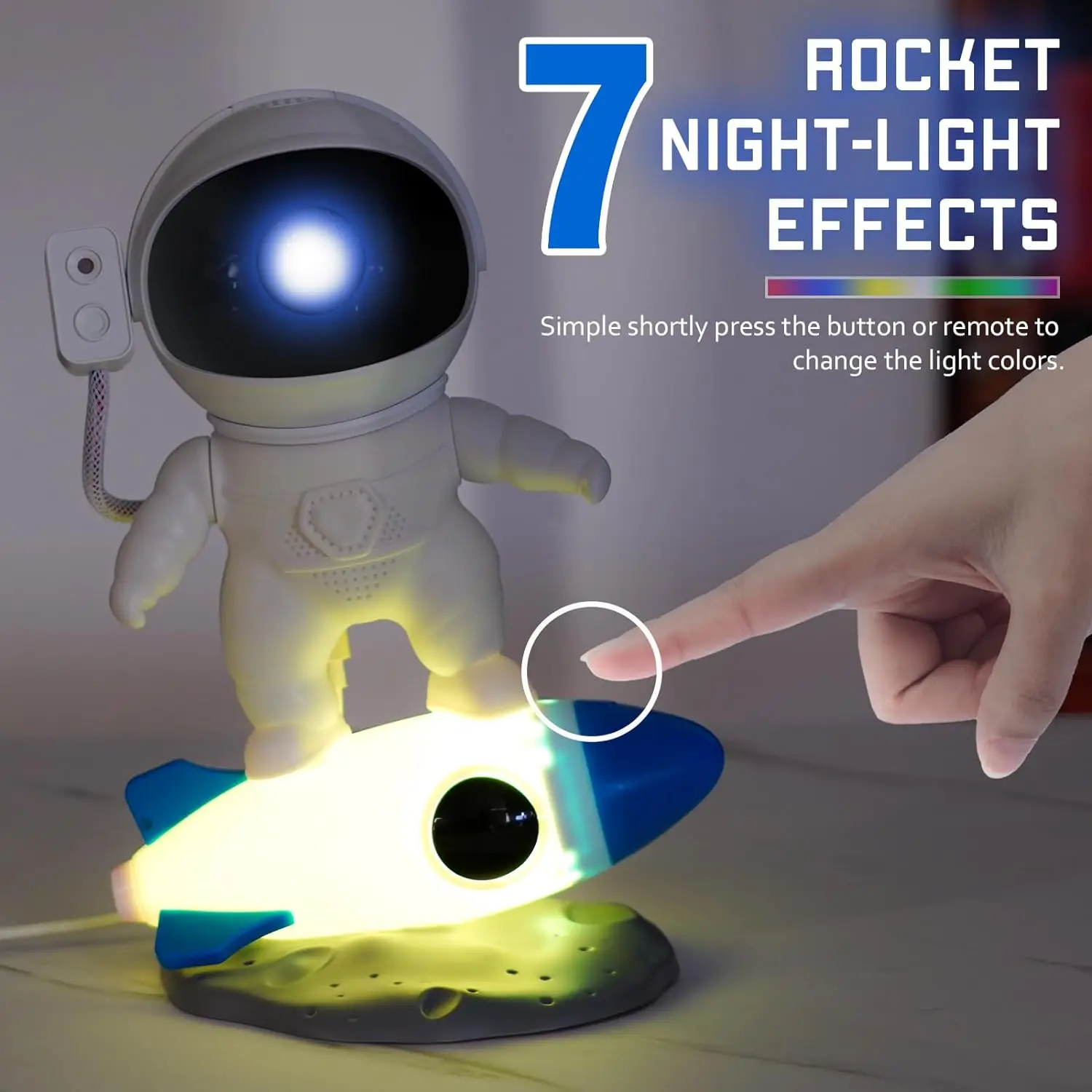 Rocket Astronaut Galaxy Nebula Projector Planetarium Space Star Night Light for Bluetooth Remote Voice Control Room Decor