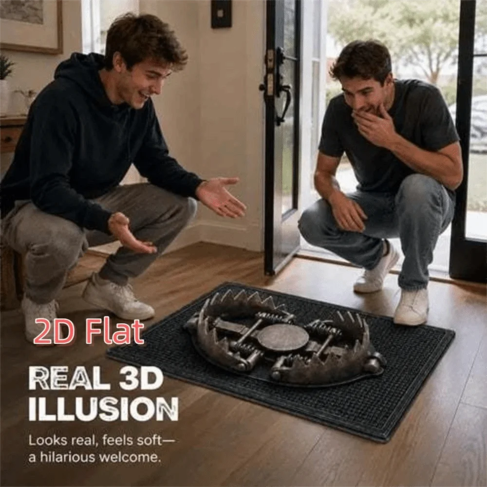 Novelty Halloween Trap Illusion Doormat Quirky Non-Slip Trap Visual Trick Floor Mat Fake Trap Realistic