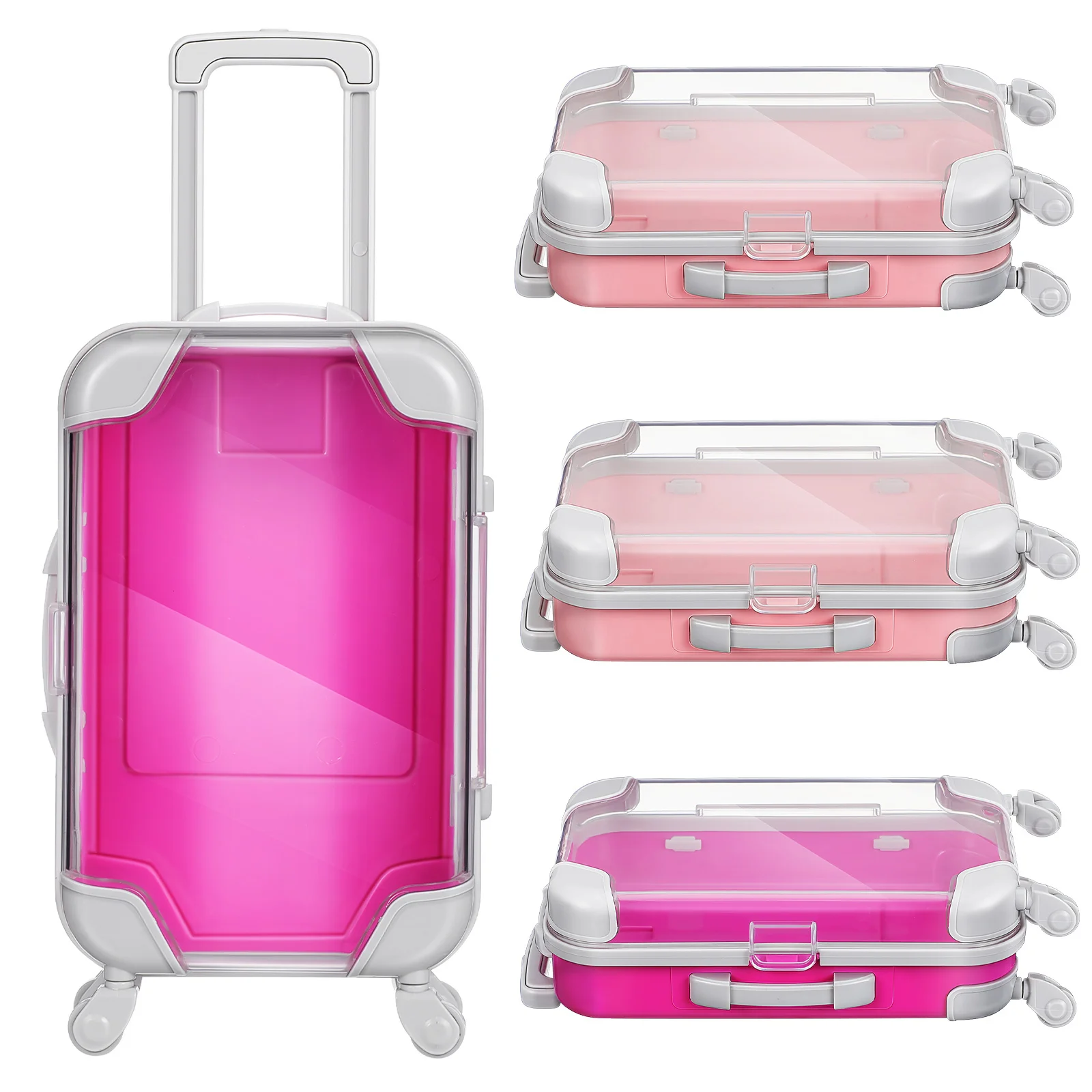 

Mini Suitcase Bag for Women Travel Makeup Case Portable Luggage Box Small Suitcase Purse Pink 4 Pack