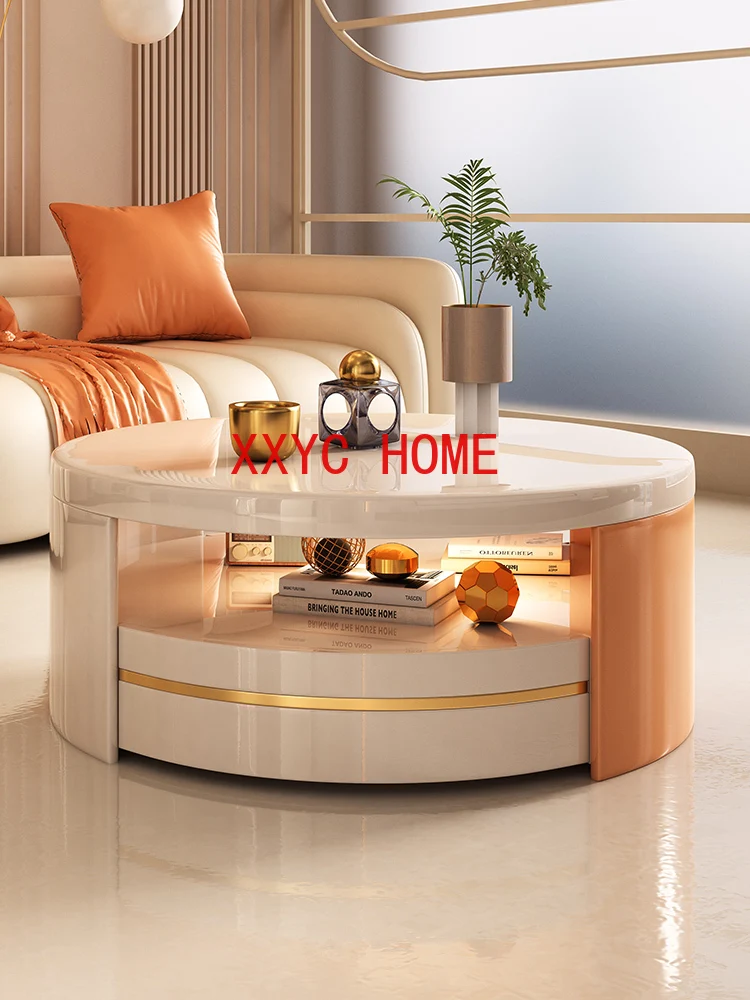 Living Room Tea Table Household Personalized Simple Designer Creative Cream Tea Table round