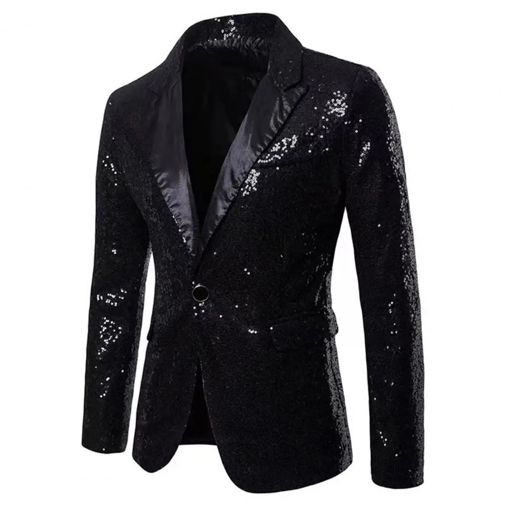 Men Sequins Blazer Glitter Embellished Blazer Jacket Event Host Shiny Sequin Party Bar Night Club Suit Jacket Paisley Men Suit