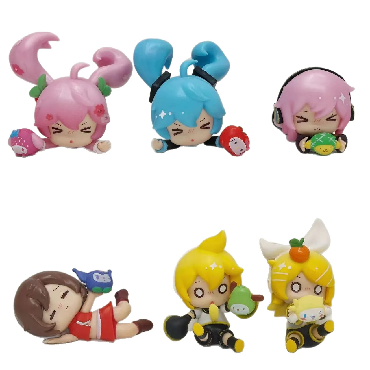6 unids/set Anime Hatsune Miku figuras Fell Down Melody Miku modelo muñeca adornos coleccionables decoración de coche Fans regalo juguetes para niños
