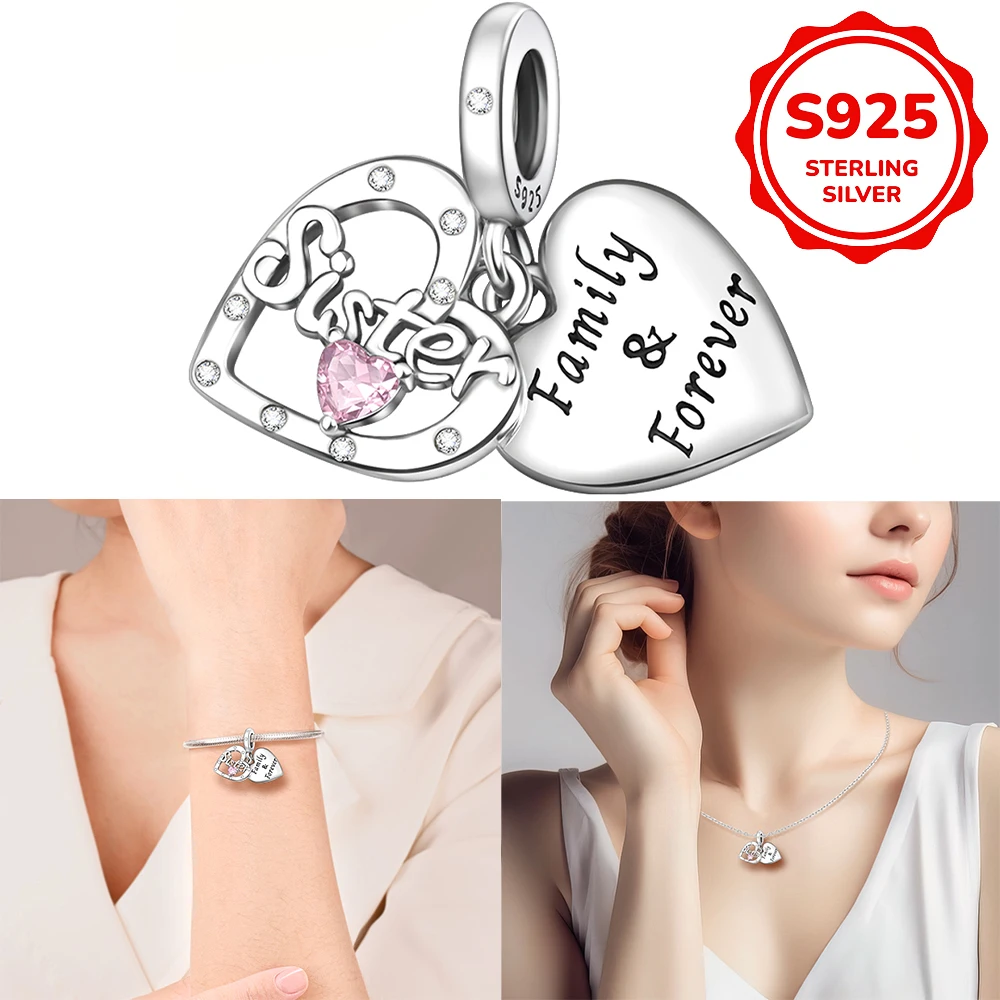 925 sterling silver sisters affectionate pendant is suitable for original bracelet necklace, men's and women's DIY jewelry gifts
