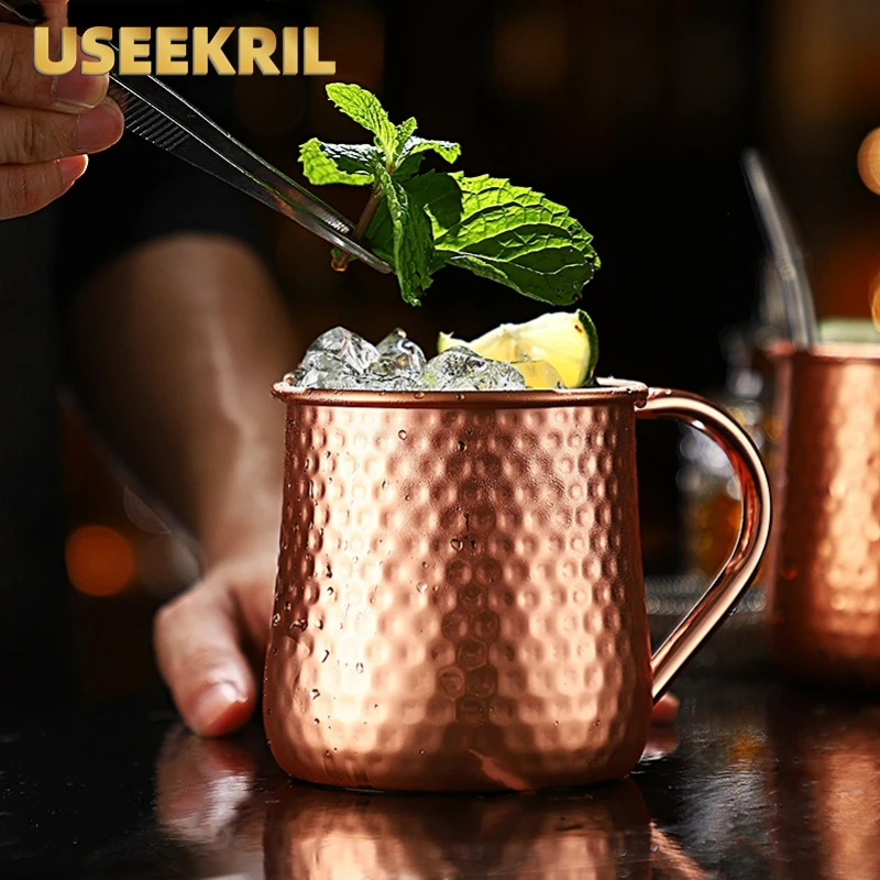 304 Stainless Steel Bartender Cocktail Cups Moscow Mule Mugs Hammer Point Bar Tools for Home Party Beer Mug