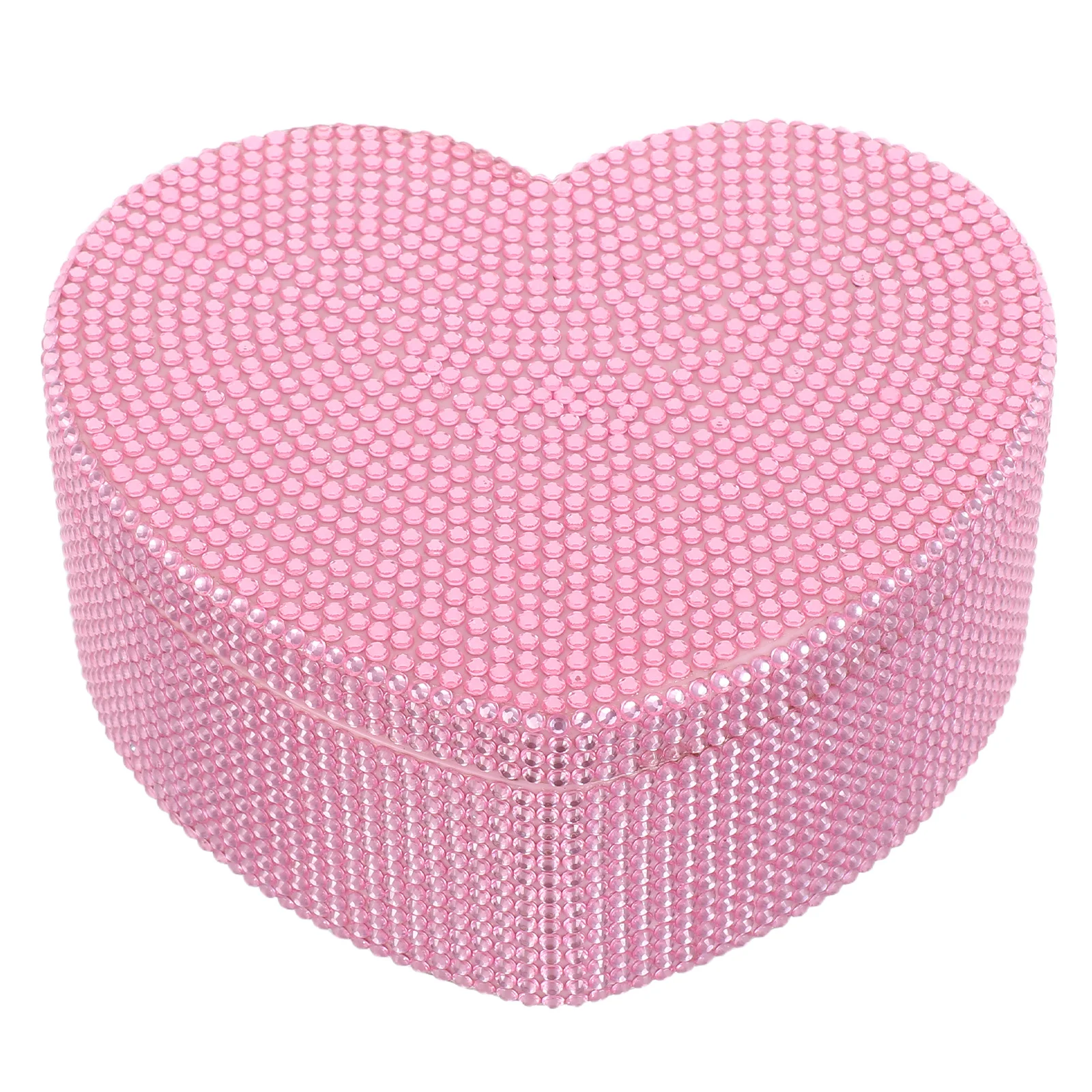 

Heart Shaped Jewelry Box Sparkling Rhinestone Double Layer Storage Organizer Mirror For Earrings Rings Bracelets Plastic