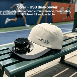 Quick-dry Sports Baseball Fan Cap Solar USB Dual Charging Adjustable Size Summer Cooling Sun Hat for Tennis Outdoor Sports