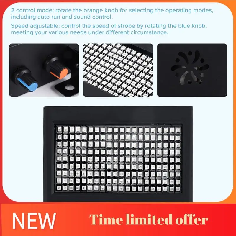 

ABHU 180 Leds Strobe Flash Light Portable 35W Rgb Remote Sound Control Strobe Speed Adjustable For Stage Disco Bar Party Club(Eu