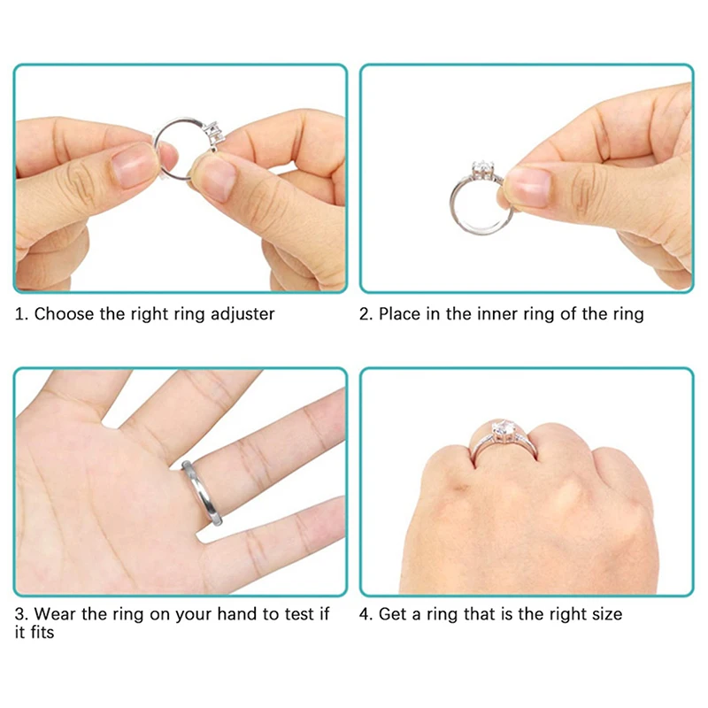 8Pcs/Set Silicone Invisible Clear Ring Size Adjuster Guard Tightener Resizing Jewelry Tools Resizer Loose Rings