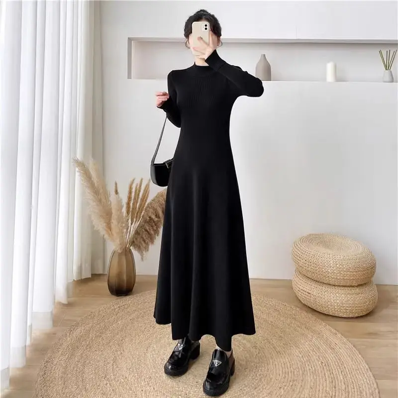 Long Sleeve Ruched Loose Fashion Tiede Dress Women Turtleneck Bandage Mini Dresses Black White Skinny Stretchy Party Vestidos