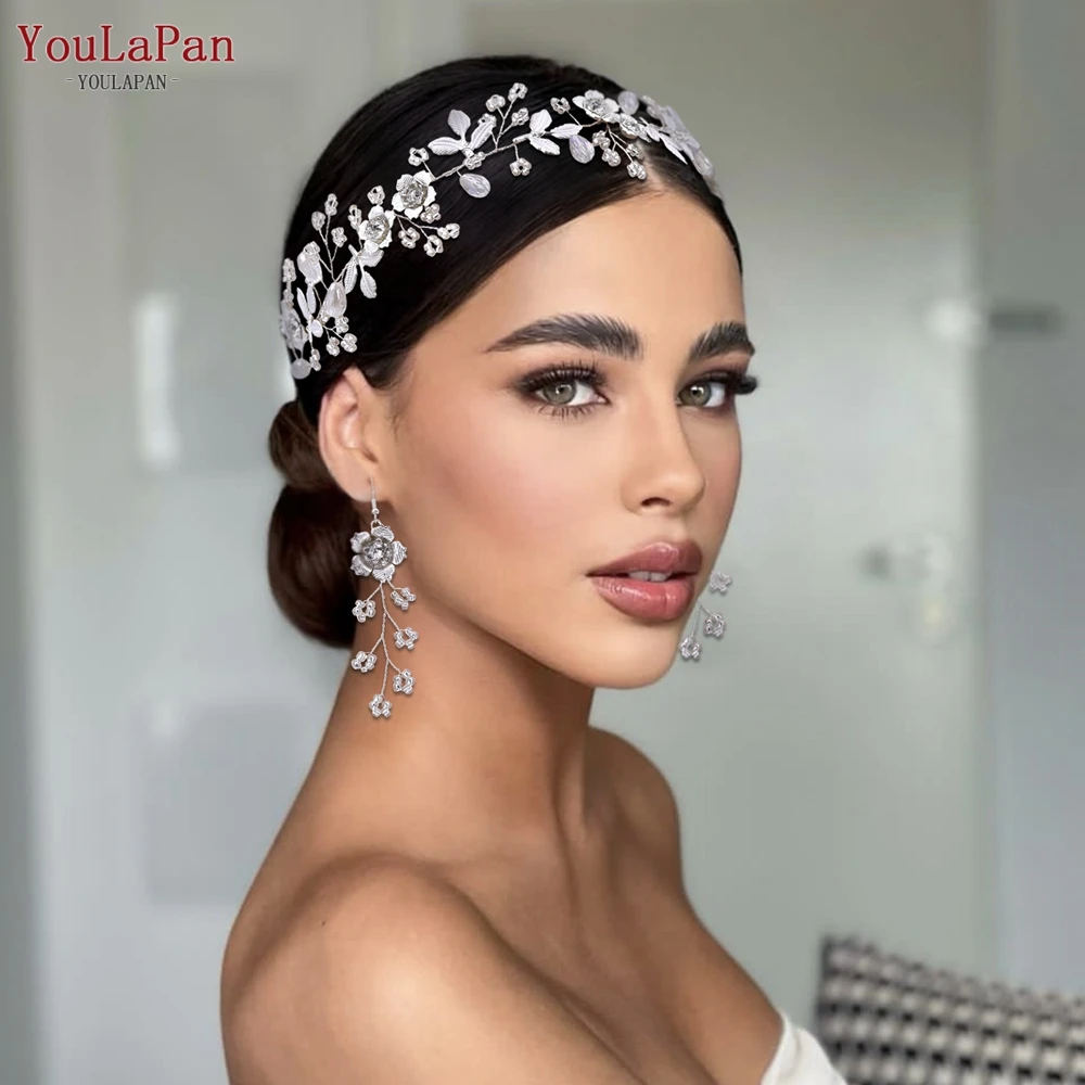 YouLaPan Wedding Hair Accessories Bridal Headpiece Earring Crystal Woman Headband Party Head Jewelry Bridal Headwear HP350