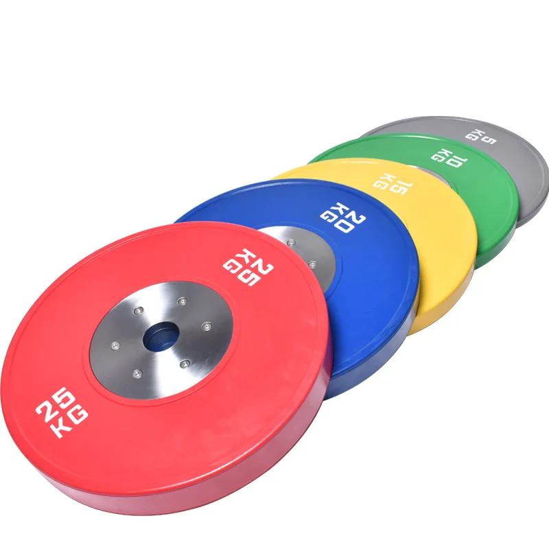 Gimnasio Entrenamiento en casa Barbell Discos de levantamiento de pesas Competición Barbell Placas de pesas LBS KG Placas de parachoques de goma