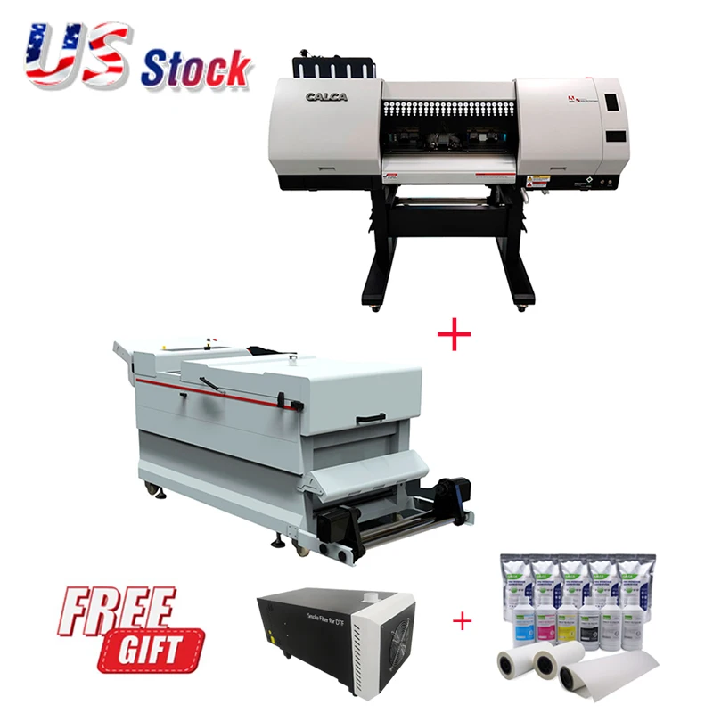 US Stock 24inch (600mm) DTF Printing System 4pcs I3200-A1 Printheads Printer and Automatic Recycling DTF Powder Shaker and Dryer