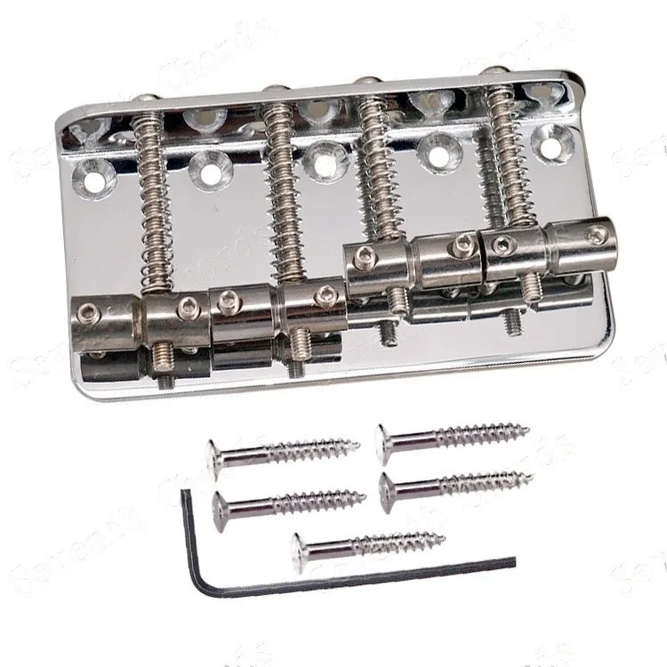 4弦エレクトリックベースブリッジテールピース、ベース弦ブリッジ80mm-1列に5つのネジ穴