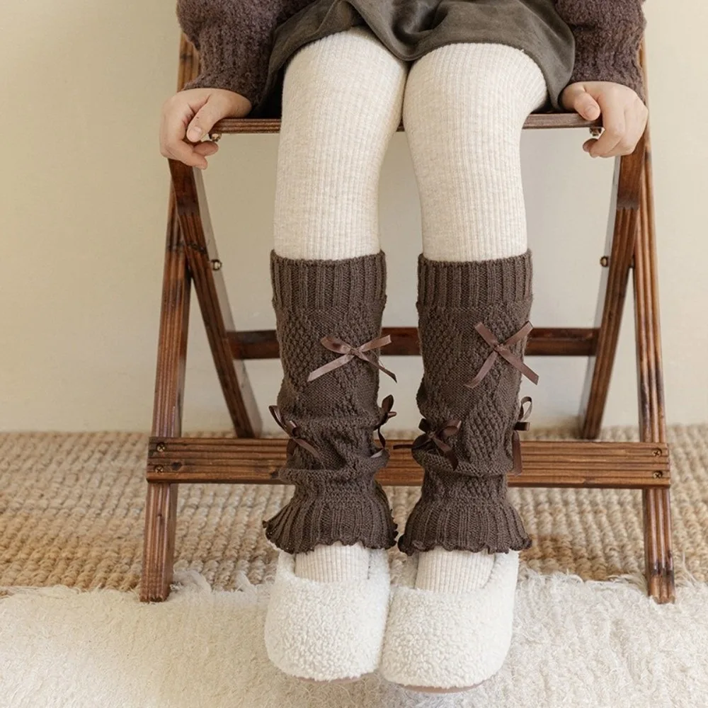 

Новые однотонные вязаные утепленные гетры-носки средней длины в стиле Лолита Харадзюку для осени и зимы