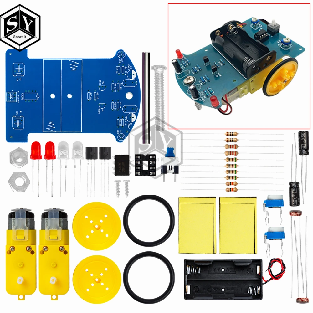 D2-1 DIY Kit Intelligent Tracking Line Smart Car Kit TT Motor Electronic DIY Kit Smart Patrol Automobile Parts DIY Electronic