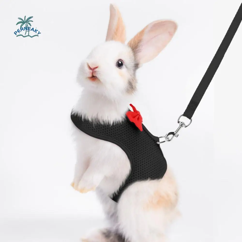 

2pcs Escape Proof Soft Rabbit Harness and Leash Set Mesh No Pull Pet Harness Adjustable Portable Pet Chest Strap Guinea Pigs