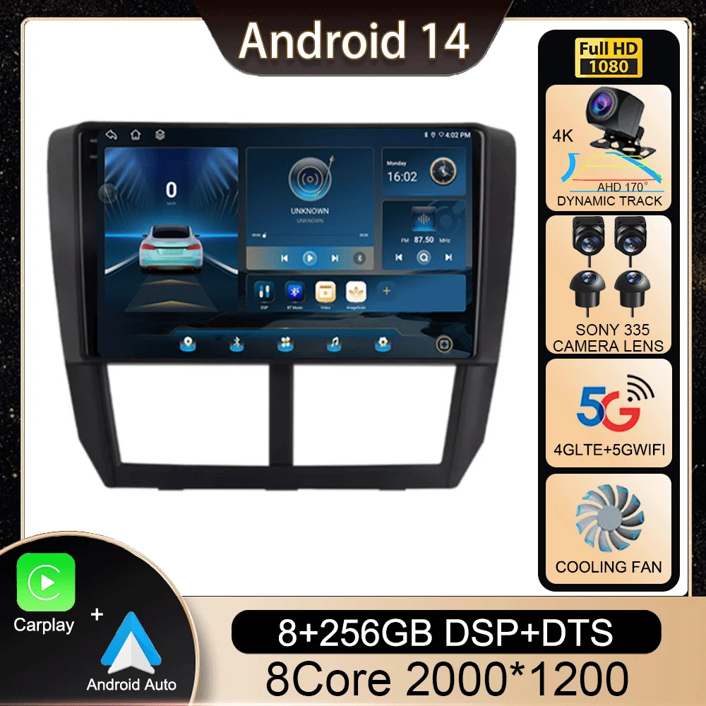 

Android 14 Car Radio Multimedia Player For Subaru Forester 3 SH WRX 2007-2013 For Subaru Impreza GH GE 2Din 2 Din Head Unit DSP