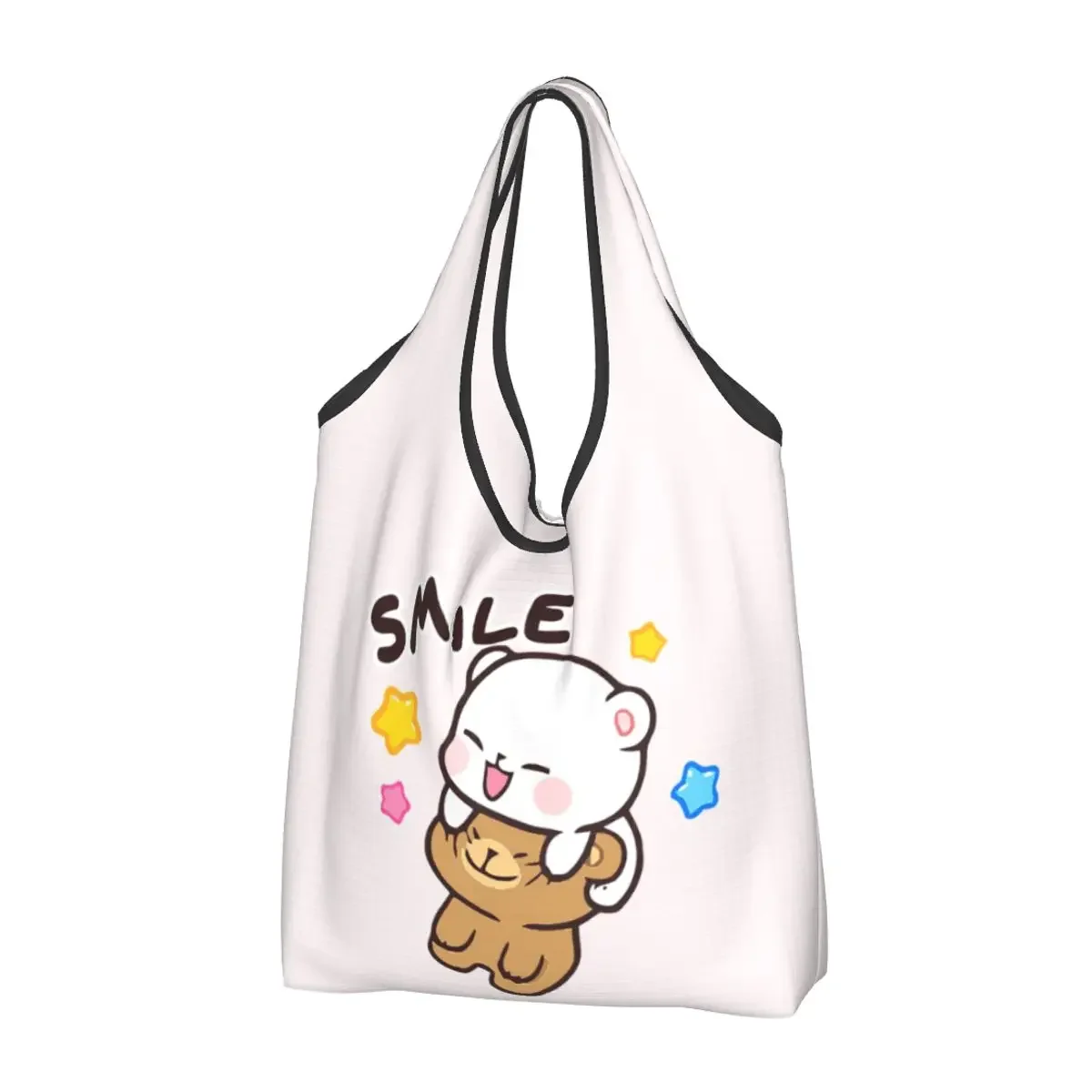 Peach And Goma Bubu Dudu Balloon Portable Tote Shopping Bags Large Capacity Shopper Bag Grocery Handbag Shoulder Bag