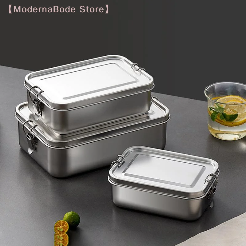 【M】304 Stainless Steel Lunch Box Bento Box Metal Food Storage Container With Locking Clasp Suitable For Work And School