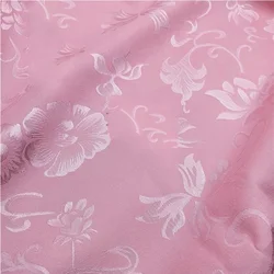 Jacquard Fabric By The Meter for Cheongsam Clothing Dresses Diy Sewing Dark Pattern Flowers Soft Silky Summer Textile Pink White