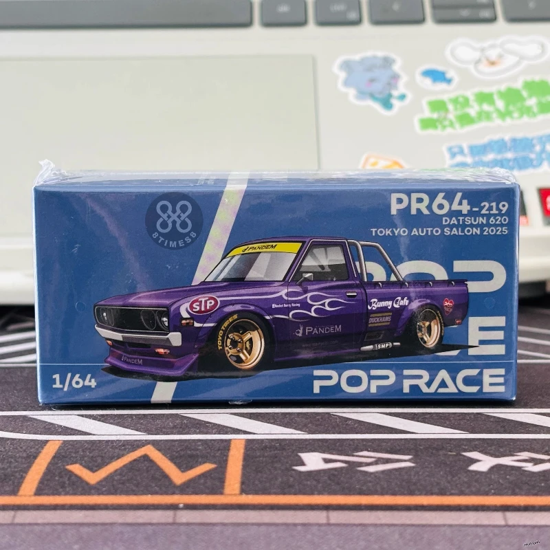 PPoprace 1:64, Tokyo Limited PR64-219 DATSUN 620, modelo de juego de marea de coche miniaturizado estático fundido a presión de aleación, colección para niños.
