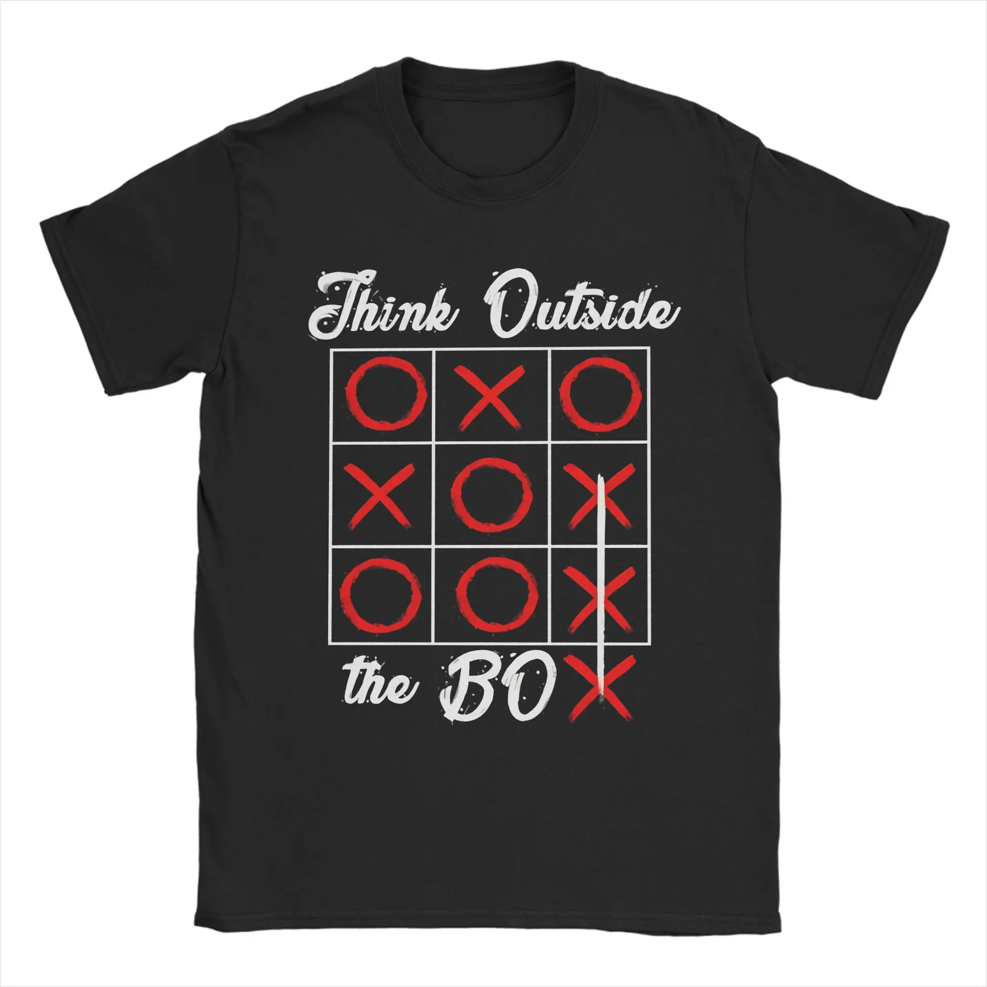 Think Outside The Box Tic Tac Toe Essential  Men's T Shirts  Funny Tees Short Sleeve Round Neck T-Shirts 100% Cotton Summer Tops