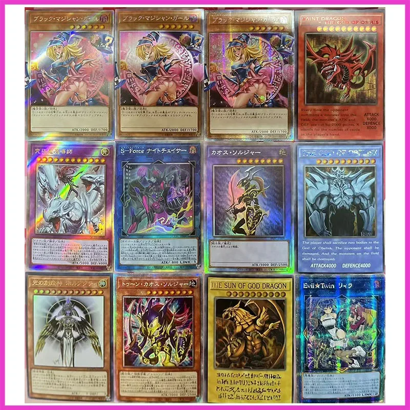 Anime yu-gi-oh DIY ACG juego de batalla tarjetas coleccionables mago negro chica ojos azules dragón blanco juguetes para niños regalo de cumpleaños