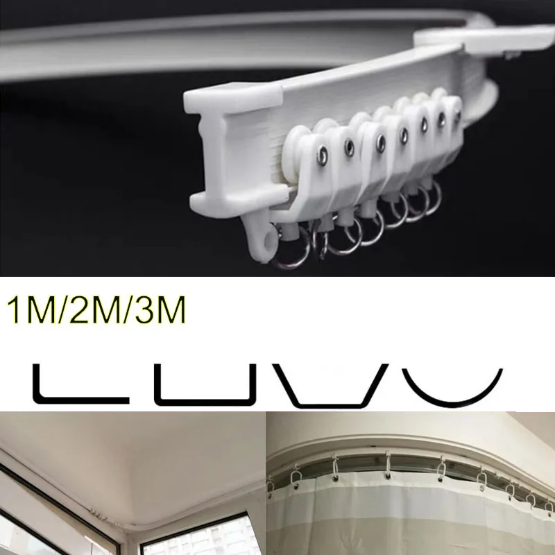 Riel de cortina Flexible para dormitorios, balcones, baños, divisor de habitación silencioso Flexible, decoración de ventana para el hogar, 1/2/3/4/5/6/8/10M, B2