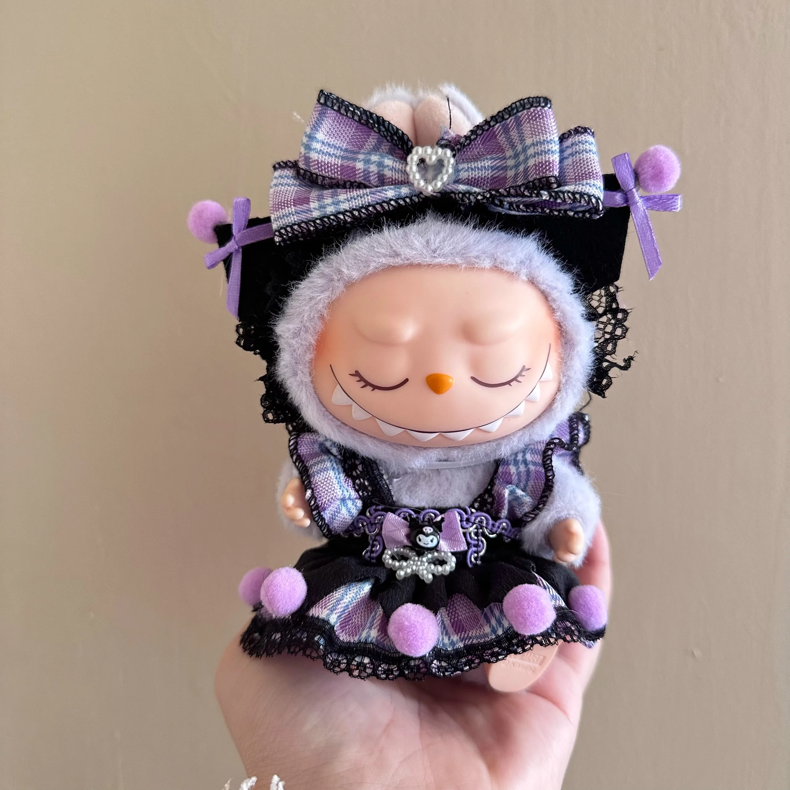 Labubu Clothes Sit Party Series 17cm Labubu V1 V2 Purple Dress Doll Clothes Outfit Accessories Idol Doll Clothing for Kid Gift