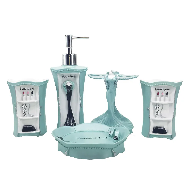 

European-style resin five-piece wedding gift set creative bathroom brushing cup toothbrush holder