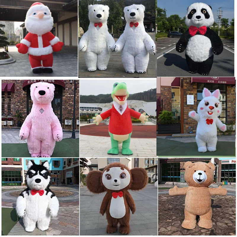 2.6M Giant Inflatable Panda Mascot Costume Plush Polar Bear Adult Walking Inflatable Props Christmas Holiday Performance Suit